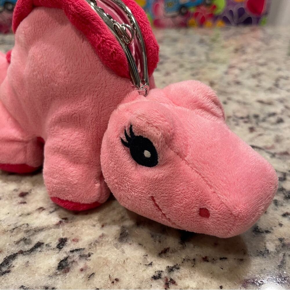 Girls Gymboree Pink Iguana Plush Coin Purse with chain